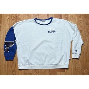 Vintage St Louis Blues Sweatshirt Mens XXL White Blue 90s USA NHL Hockey Starter